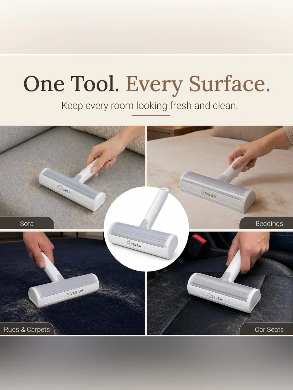 VEPAW Pet hair Remover kit for Dogs & Cats , Reusable Roller